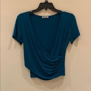 Sea Blue Deep V Crop Top